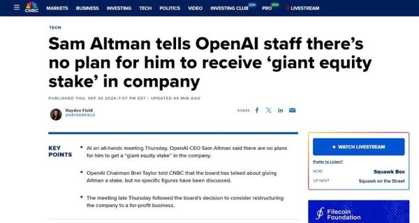 Sam Altman’s Potential Equity Stake
